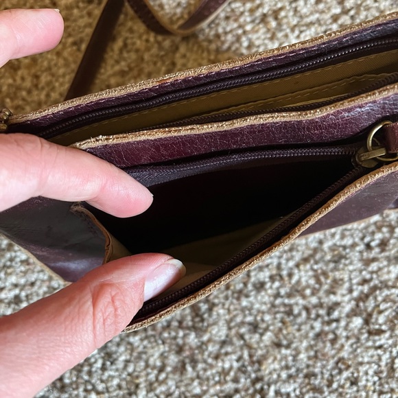 J. Jill Small Red Brown Genuine Leather Crossbody Purse with Zipper Closure - Picture 4 of 11